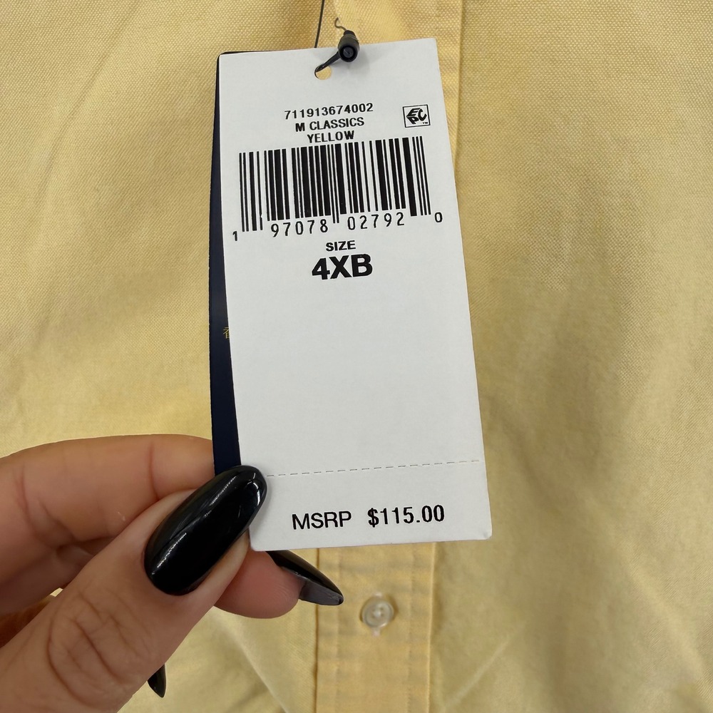 Polo Ralph Lauren Oxford Button Down Shirt Big & Tall Men 4XB Yellow Cotton NWT - Picture 8 of 16